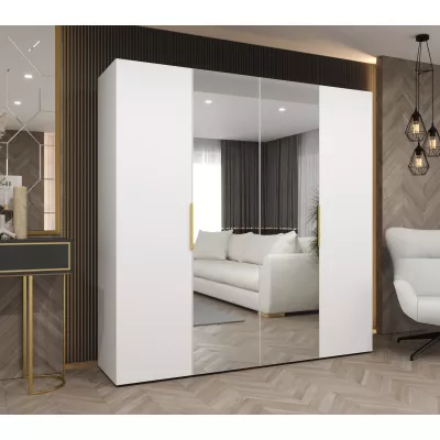 Šatní skříň 200 cm KUBRA - bílá / zlatá