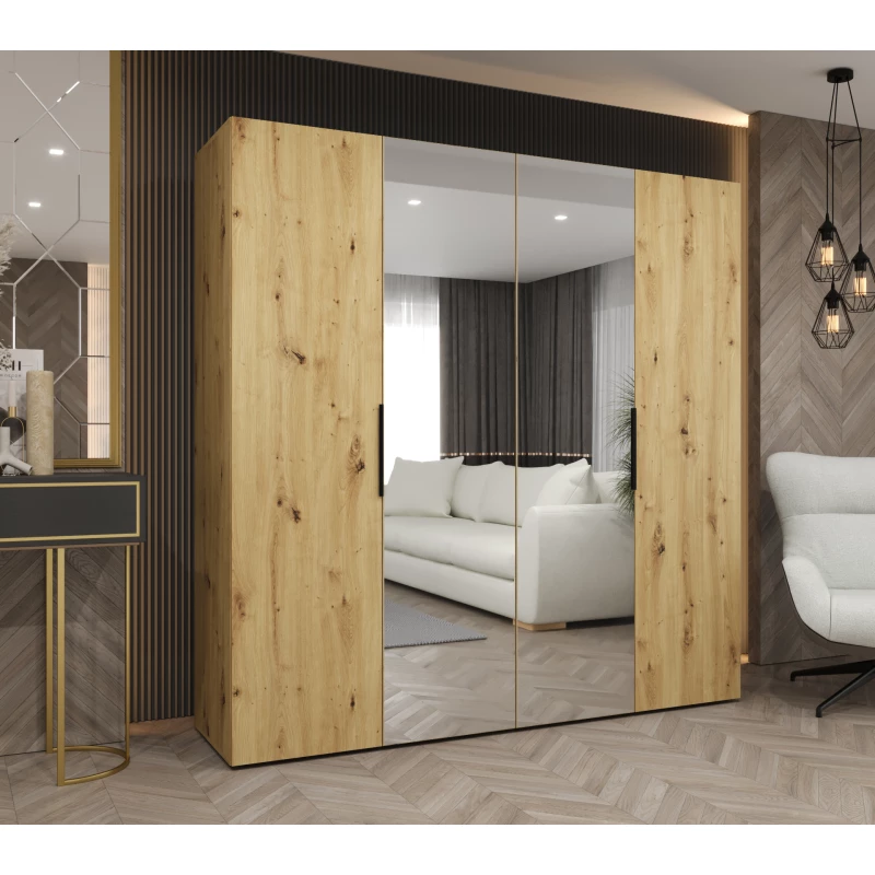 Šatní skříň 200 cm KUBRA - dub artisan / černá