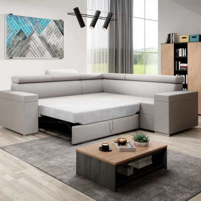 Stylová rozkládací sedačka LEXIA - bílá / béžová, levý roh