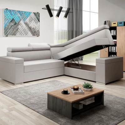 Stylová rozkládací sedačka LEXIA - bílá / béžová, levý roh