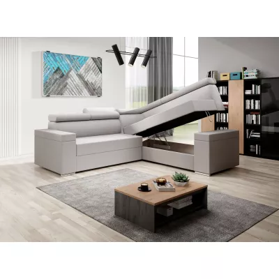 Stylová rozkládací sedačka LEXIA - bílá / béžová, levý roh