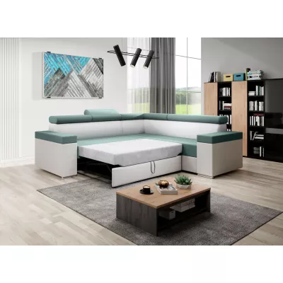 Stylová rozkládací sedačka LEXIA - černá / tyrkysová, levý roh