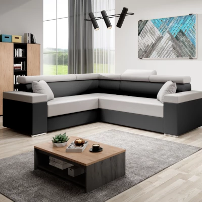 Stylová rozkládací sedačka LEXIA - černá / béžová, levý roh