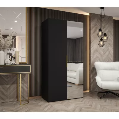 Šatní skříň 100 cm KUBRA - černá / zlatá