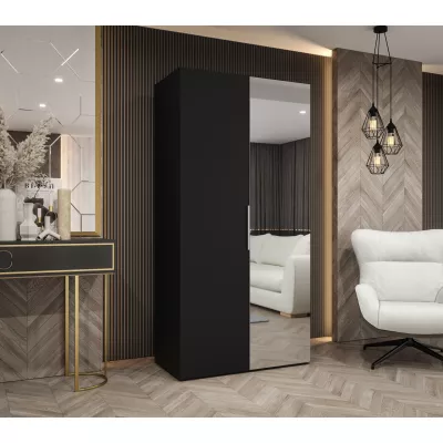 Šatní skříň 100 cm KUBRA - černá / stříbrná