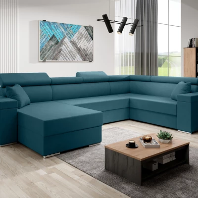 Rozkládací sedací souprava do U LEXIA - modrá, pravý roh