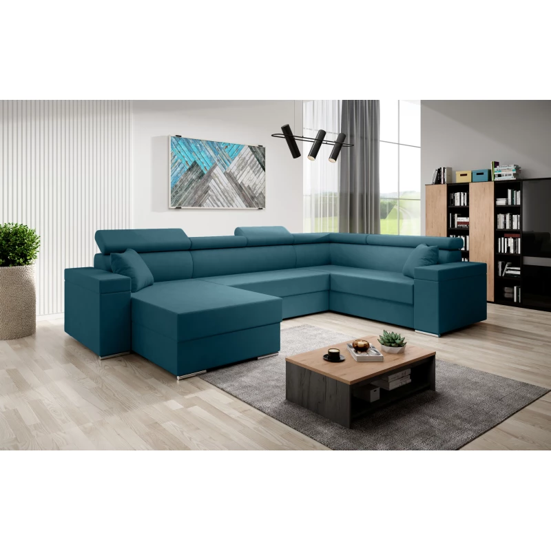 Rozkládací sedací souprava do U LEXIA - modrá, pravý roh