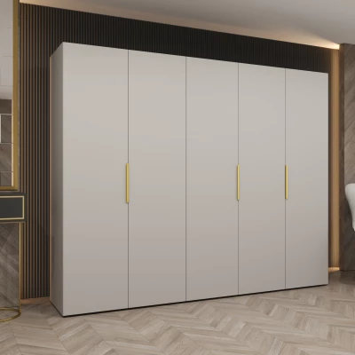 Šatní skříň 250 cm TUANA - kašmírová / zlatá