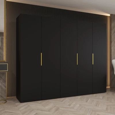 Šatní skříň 250 cm TUANA - černá / zlatá