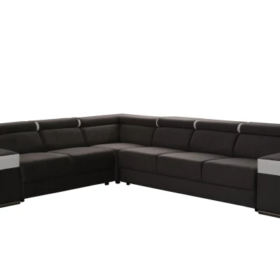 Velká sedací souprava GALJA - bílá eko kůže / tmavě hnědá