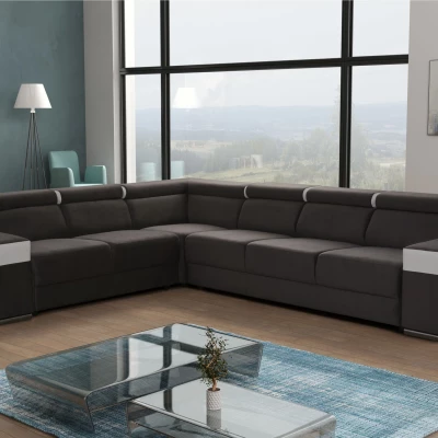 Velká sedací souprava GALJA - bílá eko kůže / tmavě hnědá