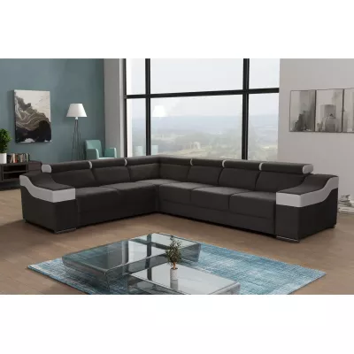 Velká sedací souprava GALJA - bílá eko kůže / tmavě hnědá