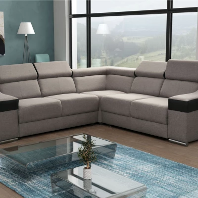 Rohová sedací souprava GALJA - černá eko kůže / béžová