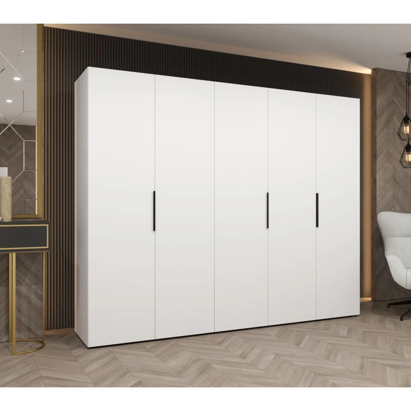 Šatní skříň 250 cm TUANA - bílá / černá