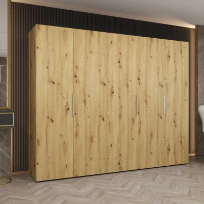 Šatní skříň 250 cm TUANA - dub artisan / stříbrná