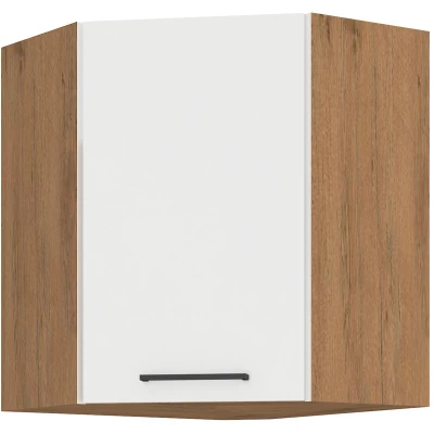 VÝPRODEJ - Horní rohová skříňka VANYA - 60x60 cm, bílá / dub lancelot