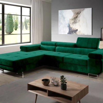 Rohová rozkládací sedací souprava PARASKA - zelená, levý roh