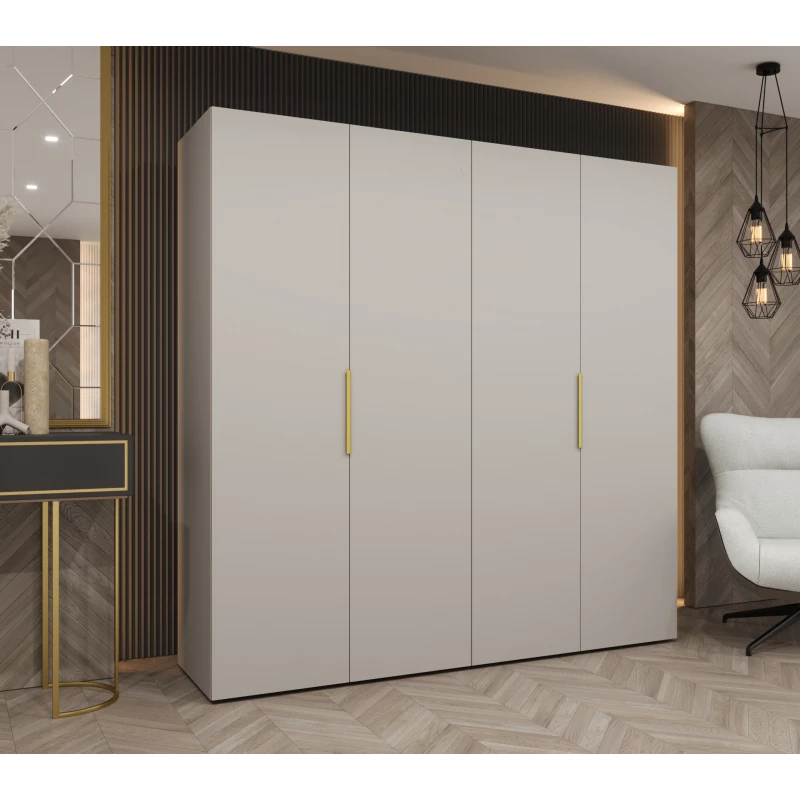 Šatní skříň 200 cm TUANA - kašmírová / zlatá
