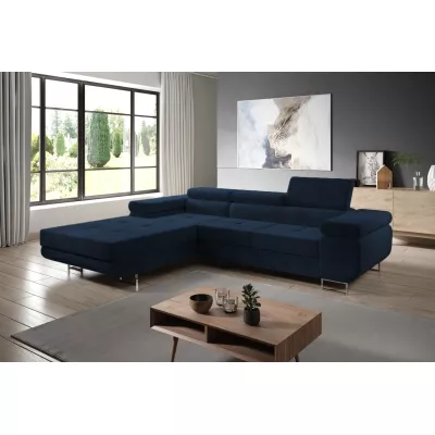 Rohová rozkládací sedací souprava PARASKA - tmavě modrá, levý roh