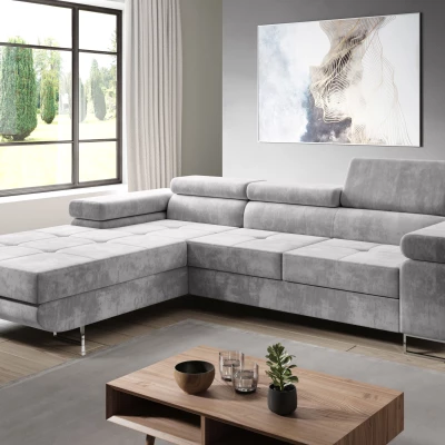 Rohová rozkládací sedací souprava PARASKA - světle šedá, levý roh