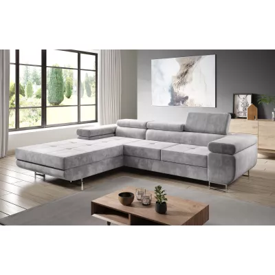 Rohová rozkládací sedací souprava PARASKA - světle šedá, levý roh