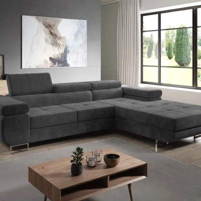 Rohová rozkládací sedací souprava PARASKA - tmavě šedá, pravý roh