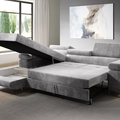 Rohová rozkládací sedací souprava PARASKA - tmavě šedá, pravý roh