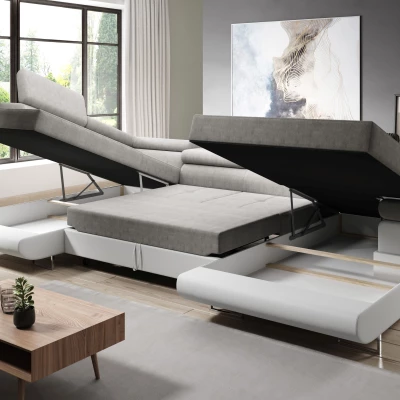 Rozkládací sedací souprava do U PARASKA - bílá / černá