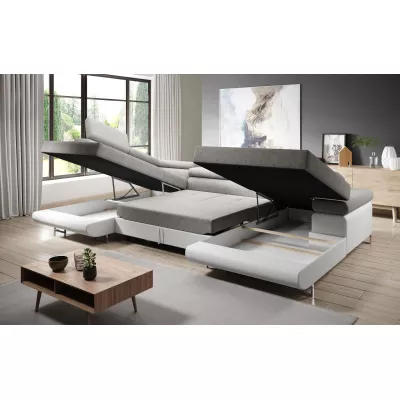 Rozkládací sedací souprava do U PARASKA - bílá / černá