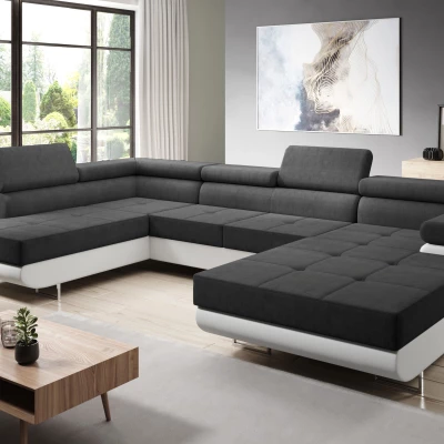 Rozkládací sedací souprava do U PARASKA - bílá / černá