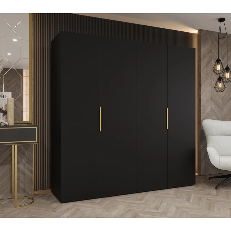 Šatní skříň 200 cm TUANA - černá / zlatá