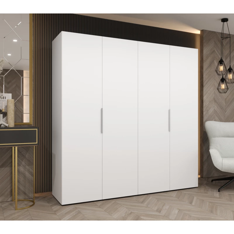 Šatní skříň 200 cm TUANA - bílá / stříbrná