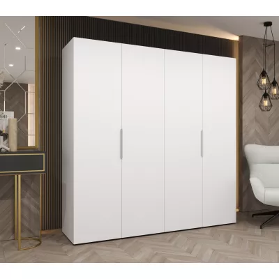 Šatní skříň 200 cm TUANA - bílá / stříbrná