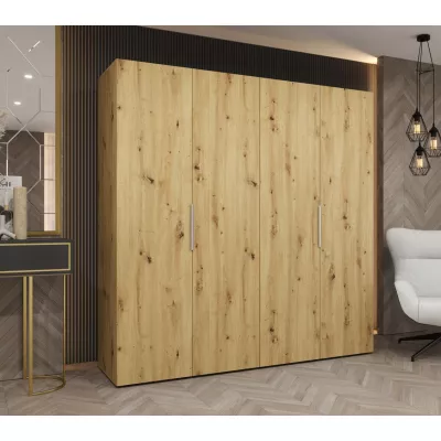 Šatní skříň 200 cm TUANA - dub artisan / stříbrná