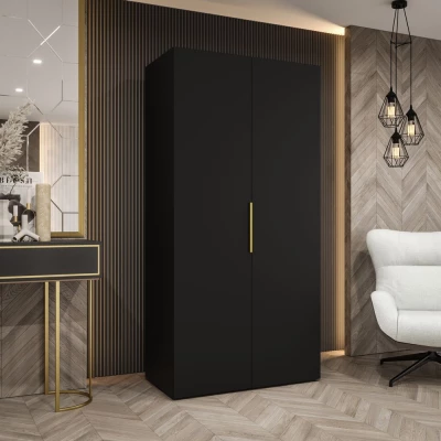 Šatní skříň 100 cm TUANA - černá / zlatá