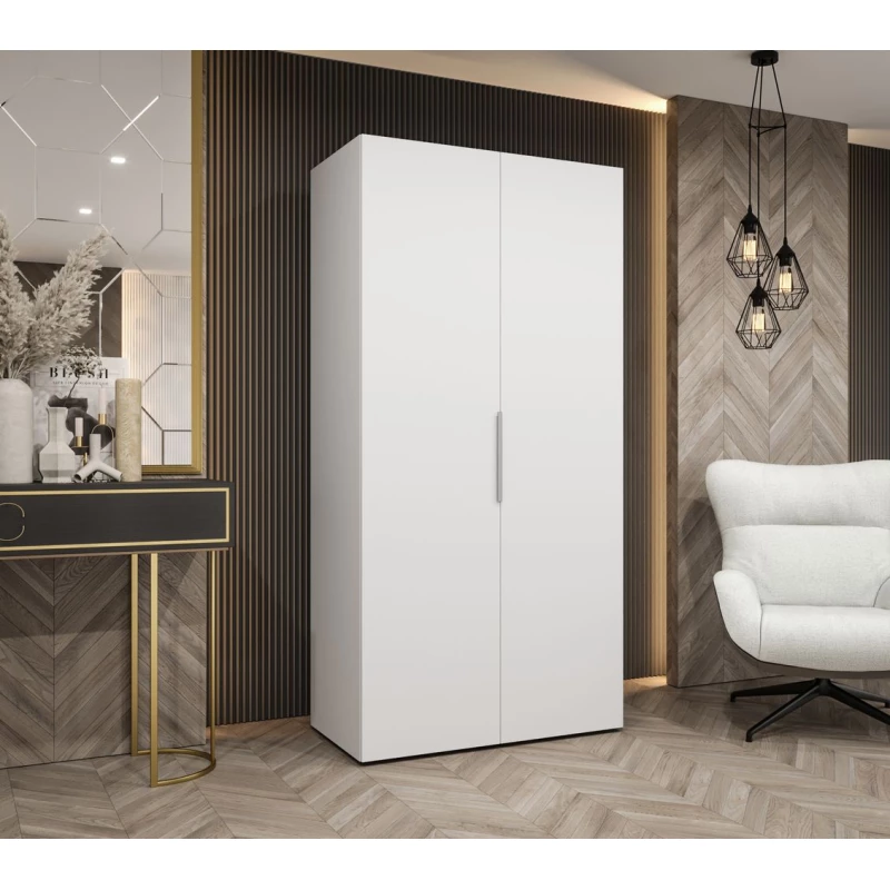 Šatní skříň 100 cm TUANA - bílá / stříbrná