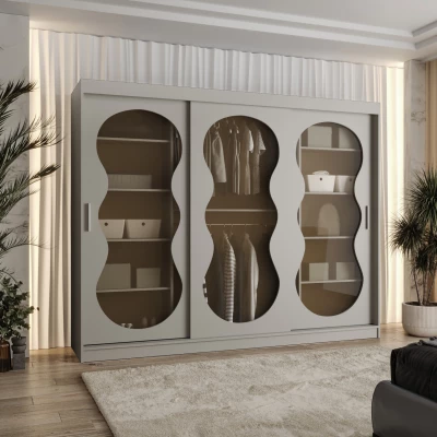 Prosklená šatní skříň 250 cm RUMEYA - kašmírová