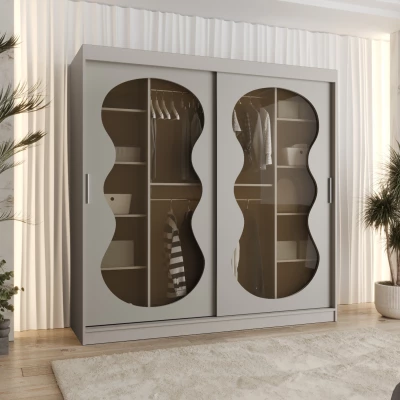 Prosklená šatní skříň 200 cm RUMEYA - kašmírová