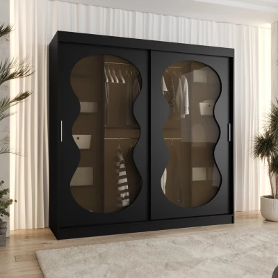 Prosklená šatní skříň 200 cm RUMEYA - černá