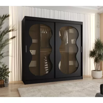 Prosklená šatní skříň 200 cm RUMEYA - černá