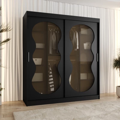 Prosklená šatní skříň 180 cm RUMEYA - černá