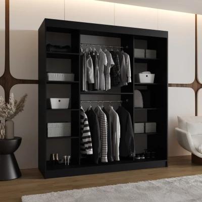 Prosklená šatní skříň 180 cm RUMEYA - černá