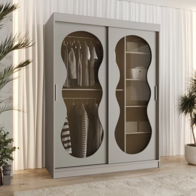 Prosklená šatní skříň 150 cm RUMEYA - kašmírová