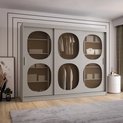 Prosklená šatní skříň 250 cm DEFNE - kašmírová