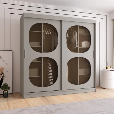 Prosklená šatní skříň 200 cm DEFNE - kašmírová