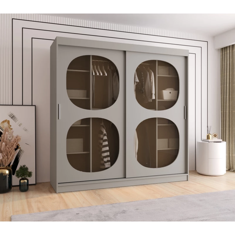 Prosklená šatní skříň 200 cm DEFNE - kašmírová