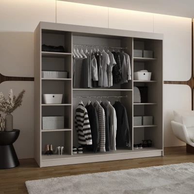 Prosklená šatní skříň 200 cm DEFNE - kašmírová