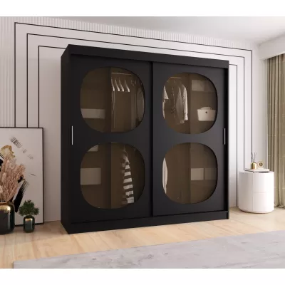 Prosklená šatní skříň 200 cm DEFNE - černá