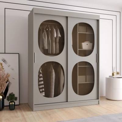 Prosklená šatní skříň 150 cm DEFNE - kašmírová