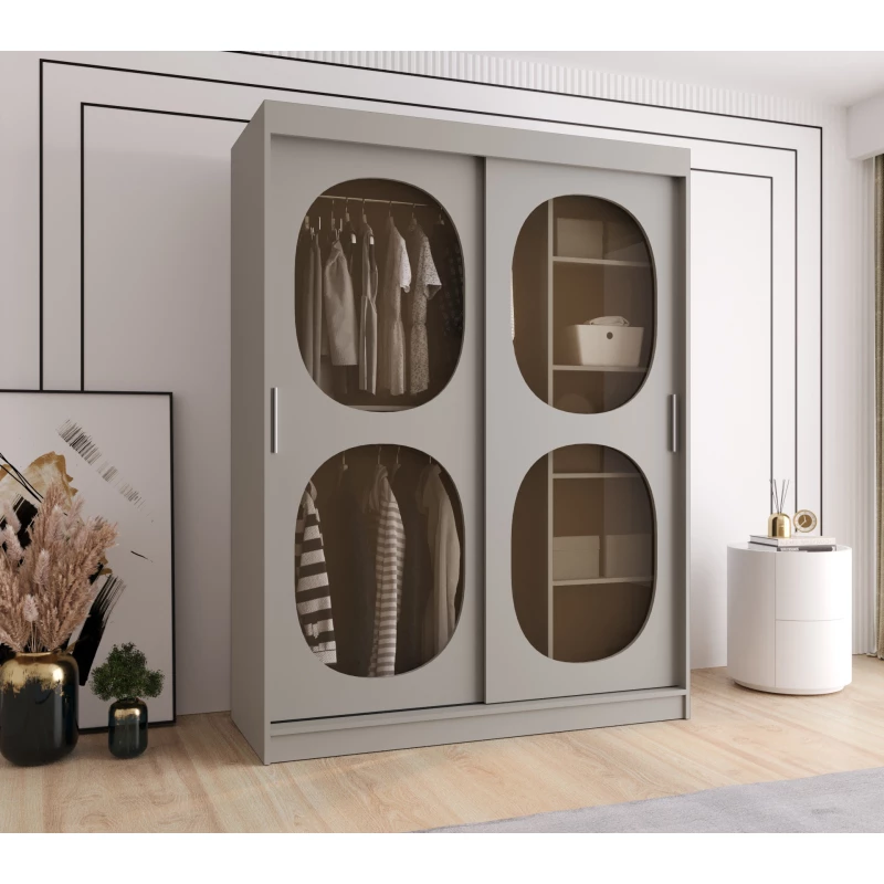 Prosklená šatní skříň 150 cm DEFNE - kašmírová